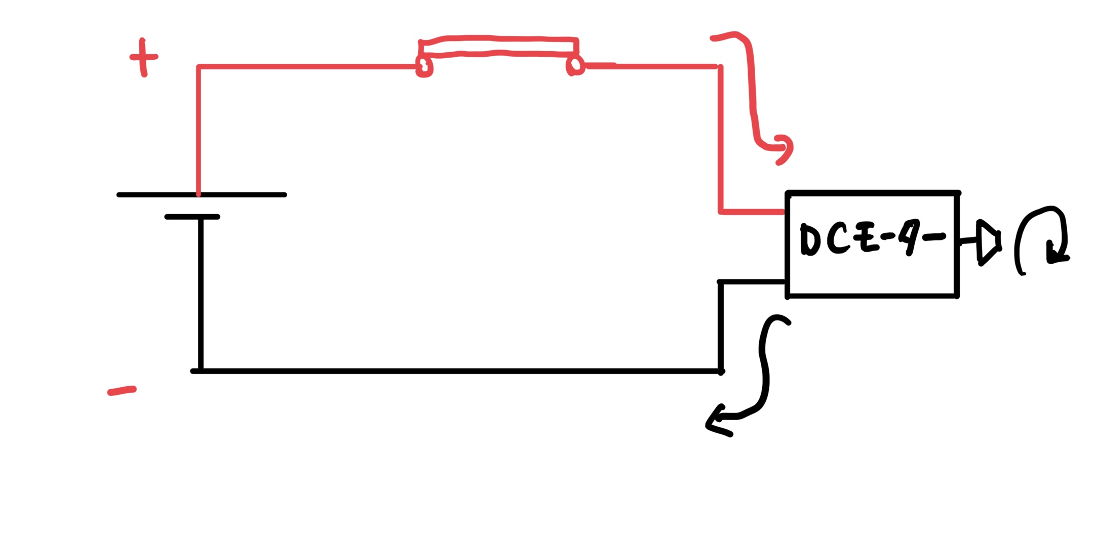 DCモーター電気回路図、スイッチオン状態