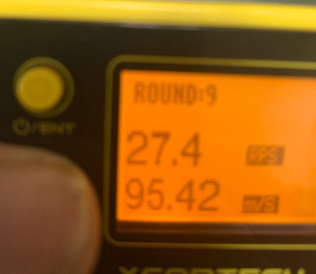 VFC Mk18 mod1 ハイサイクルカスタム　初速とサイクル計測、初速が0.2gで95.42m/s、サイクルが秒27.4発