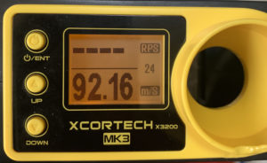 MARUZEN CA870 チャージャー　旧ホップ ホップ適量での初速測定、0.2gで92.16m/s