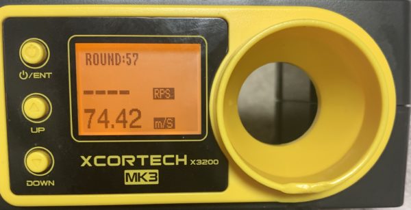 東京マルイ　グロック17 GEN4 カスタム　ホップ0での初速測定、0.2gで74.42m/s