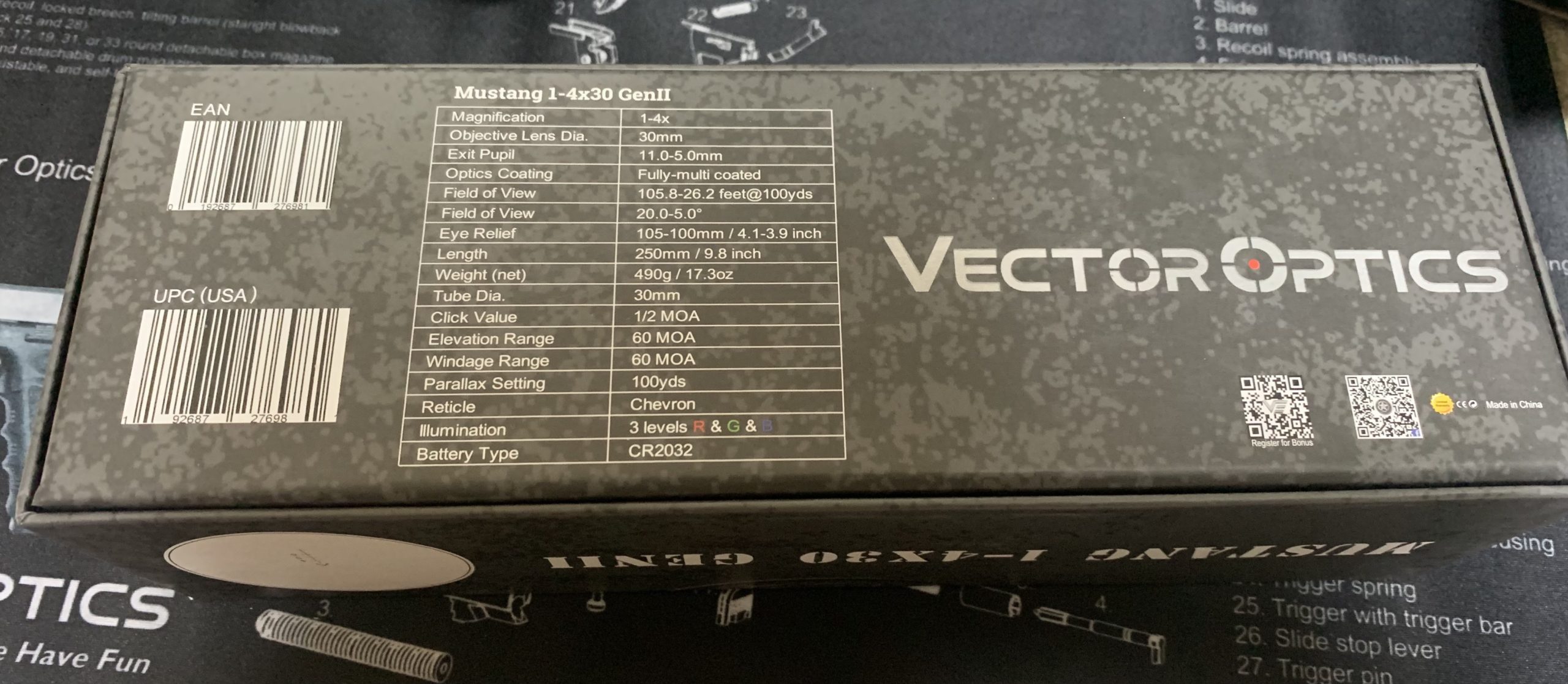 VECTOROPTICS ムスタング　GEN2 SCOC-29 箱の裏面