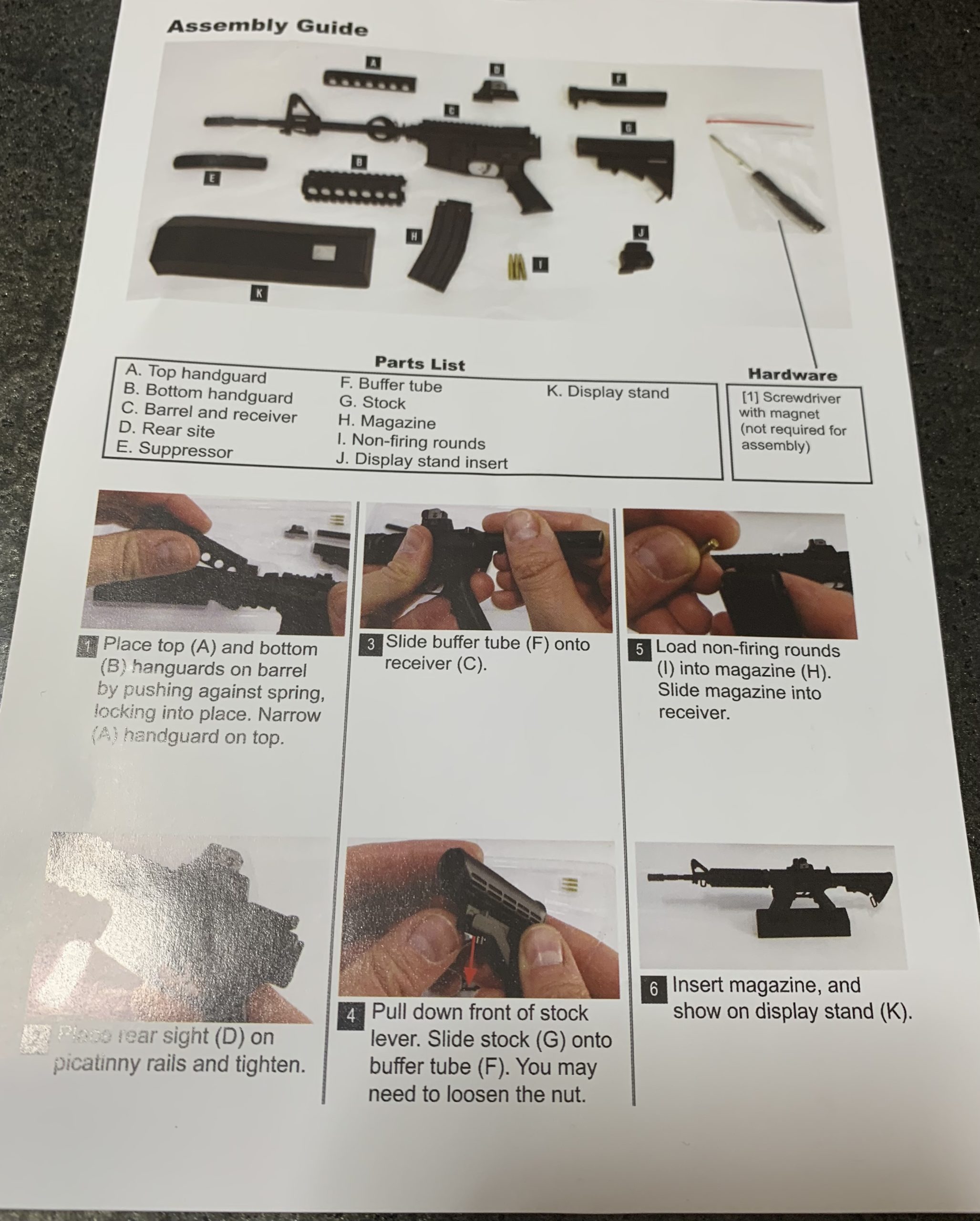 ATI MINI AR-15(M4A1 RIS) 金属スケールモデル 説明書