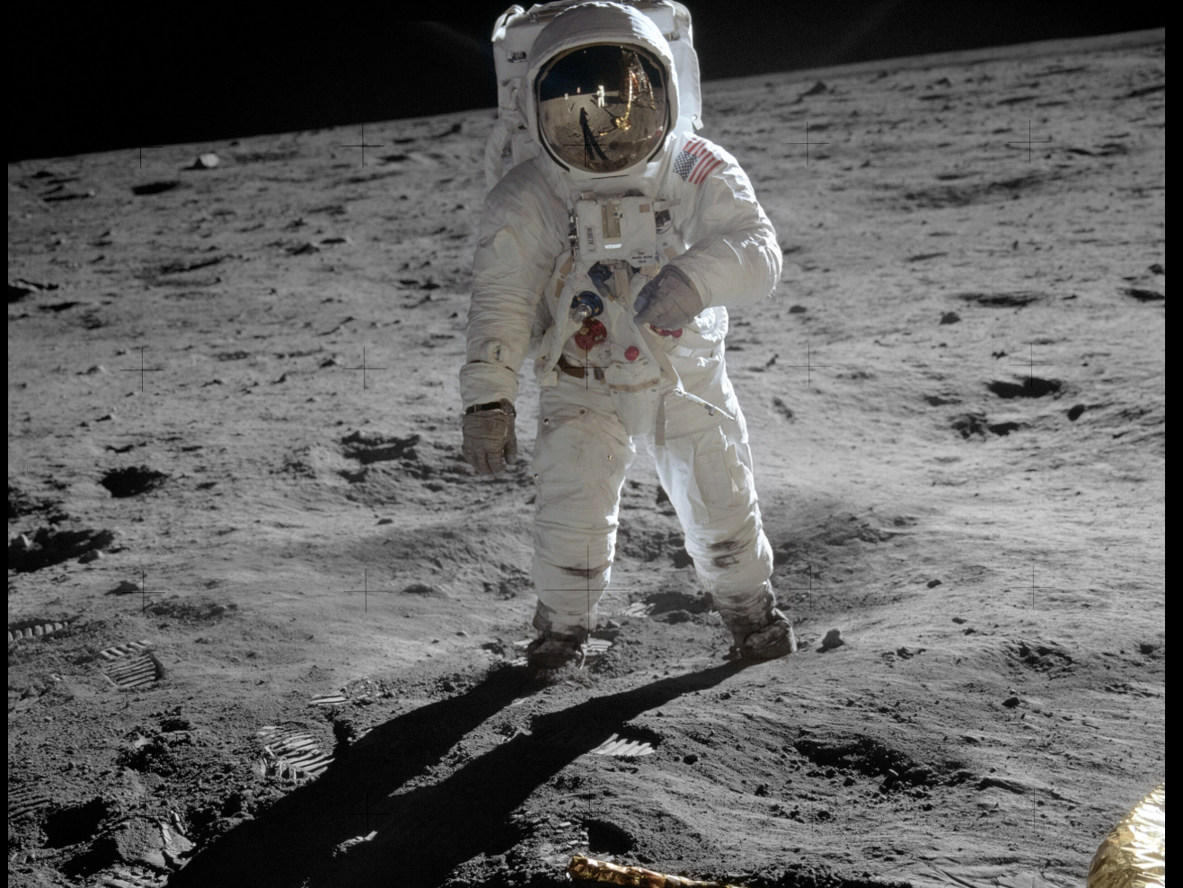 月面活動をするバズ・オルドリン氏 出典:NASA、Public Domain