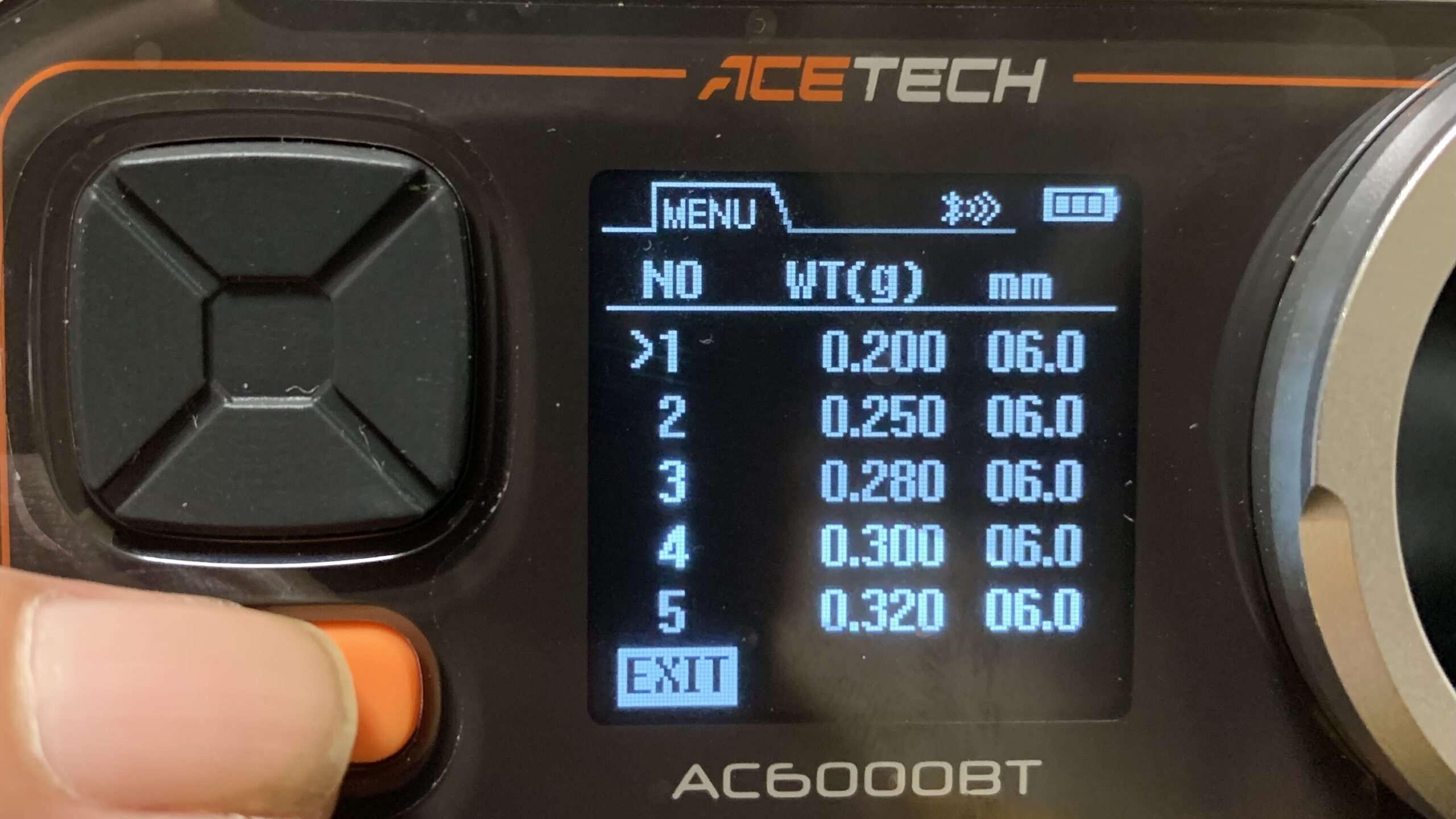 acetecac6000bt 自分用の弾の重量設定