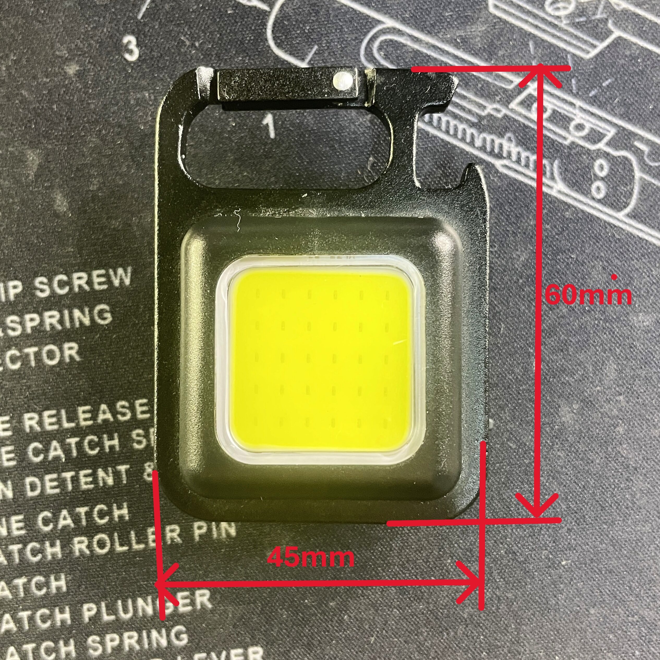 Amazon COB ライト 本体正面詳細寸法