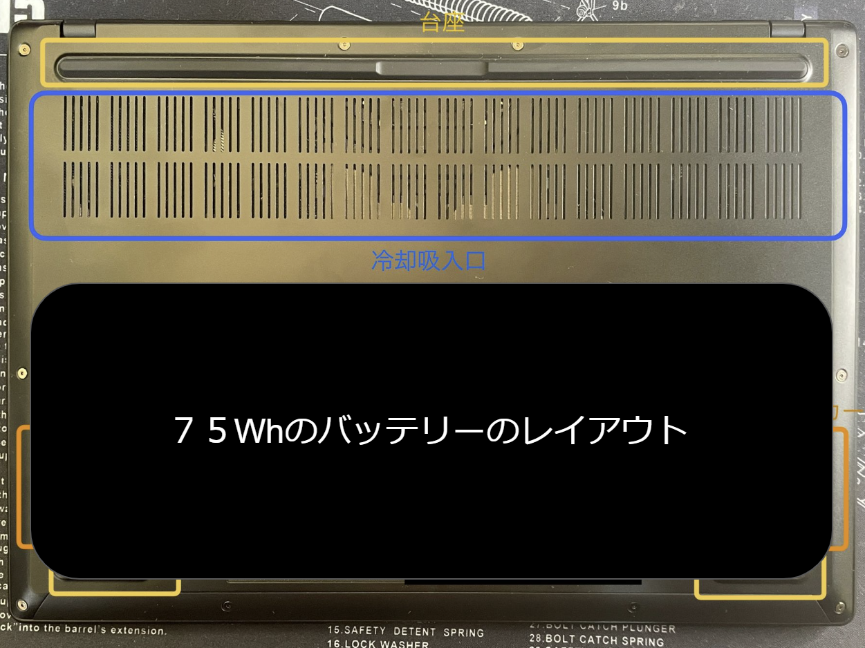 ASUS　VIVOBOOK S14　バッテリーレイアウト