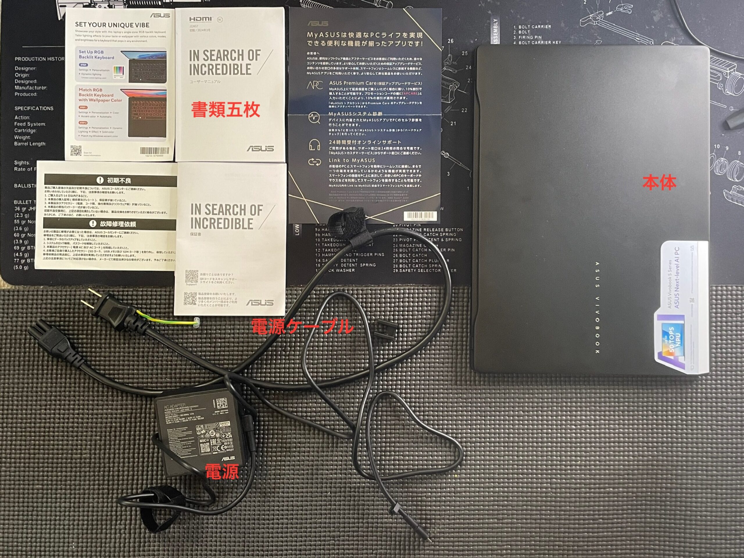 ASUS　VIVOBOOK S14 内容物　一覧