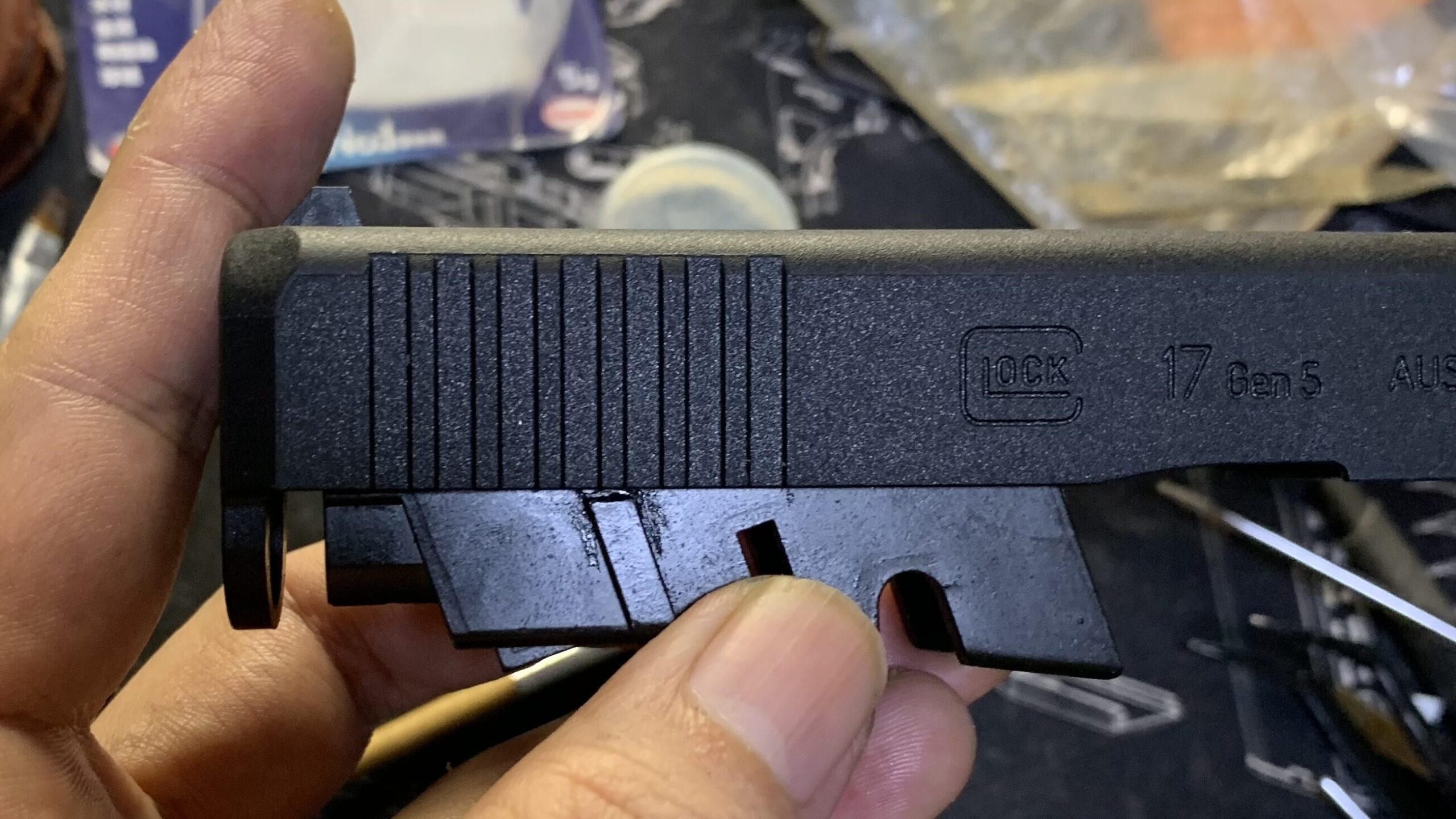 BATON BGー17(グロック17 GEN.5） CO2GBB フロント内部フレームとスライドの噛み合わせチェック