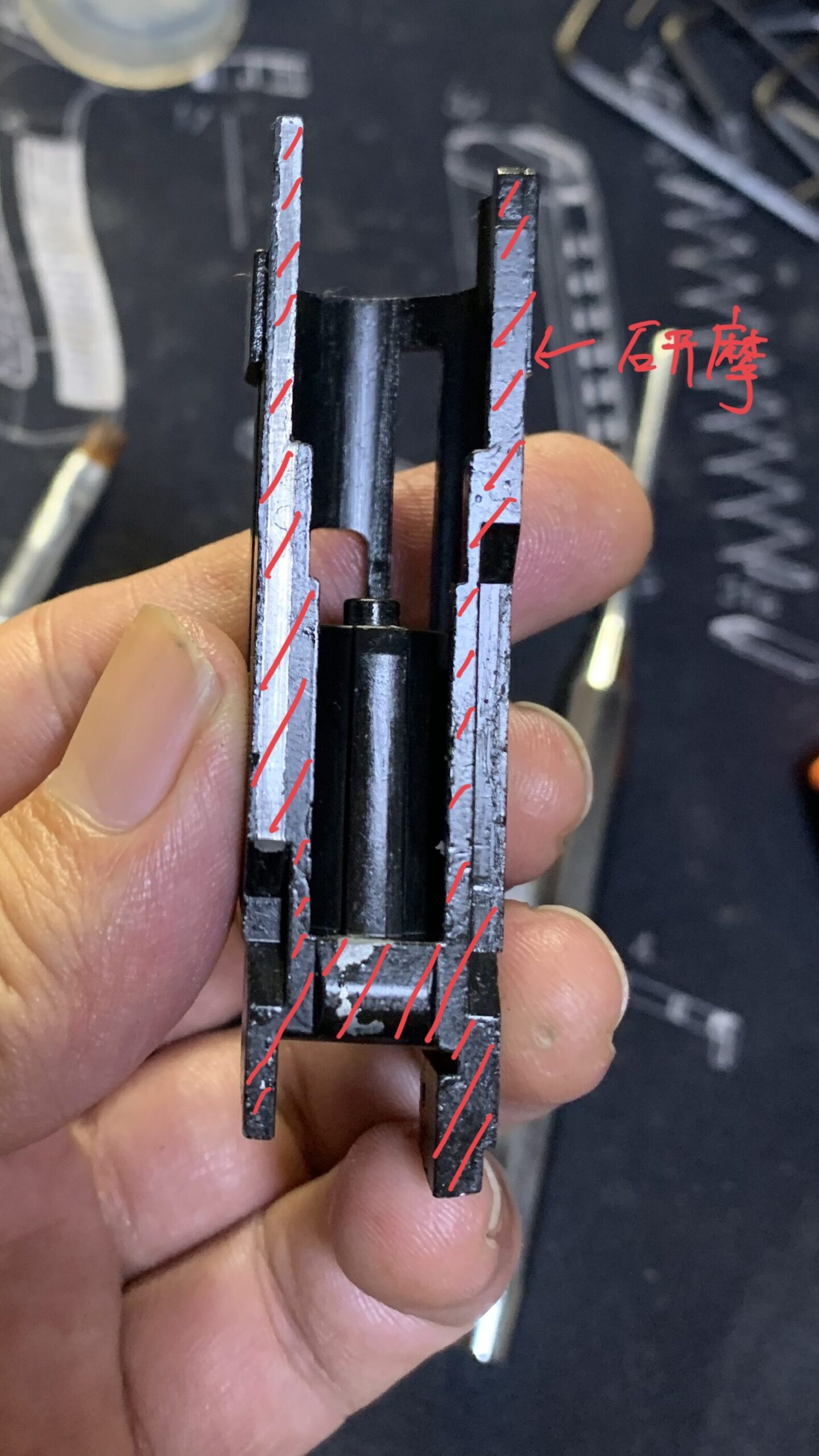 BATON BM-45 CO2GBB ブリーチ研磨箇所