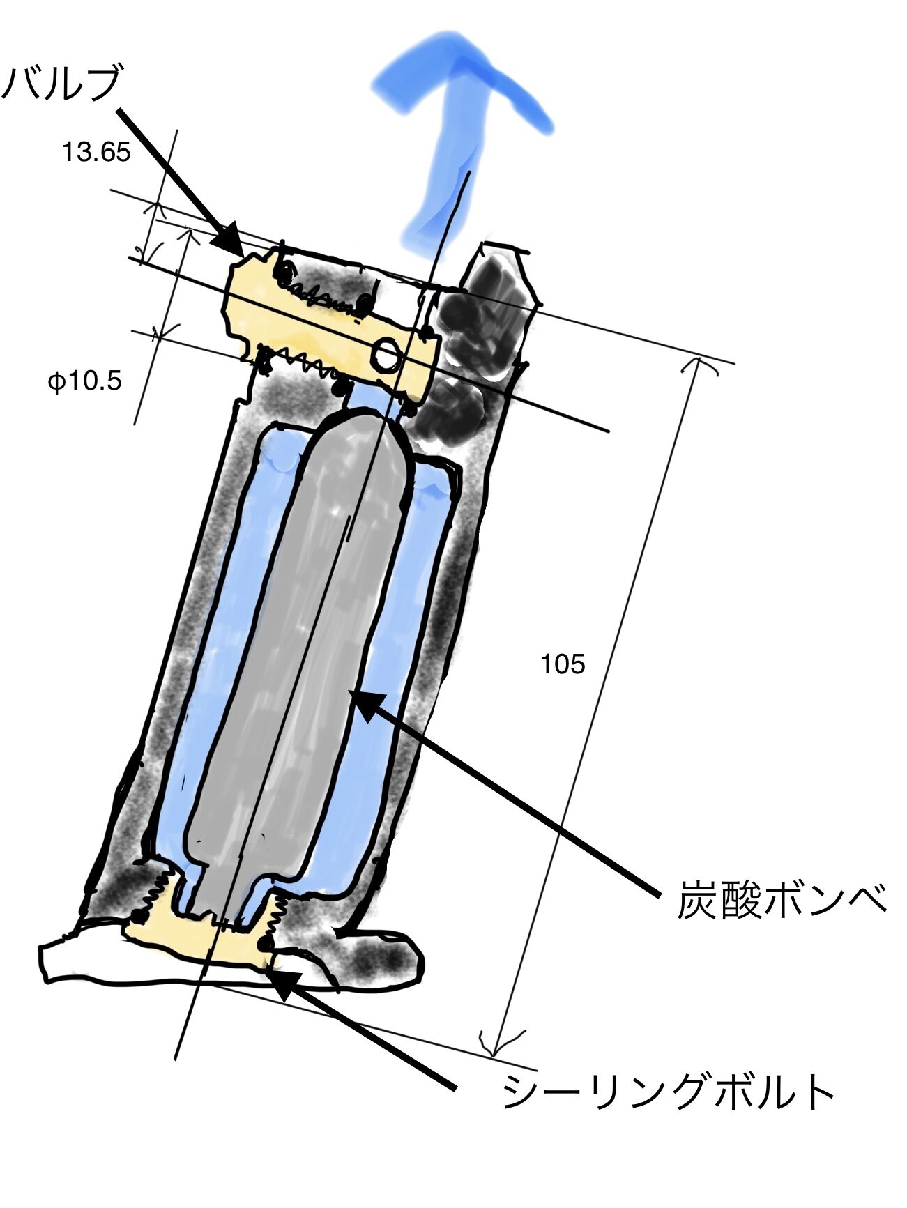 co2マガジン バルブ取り付け寸法
