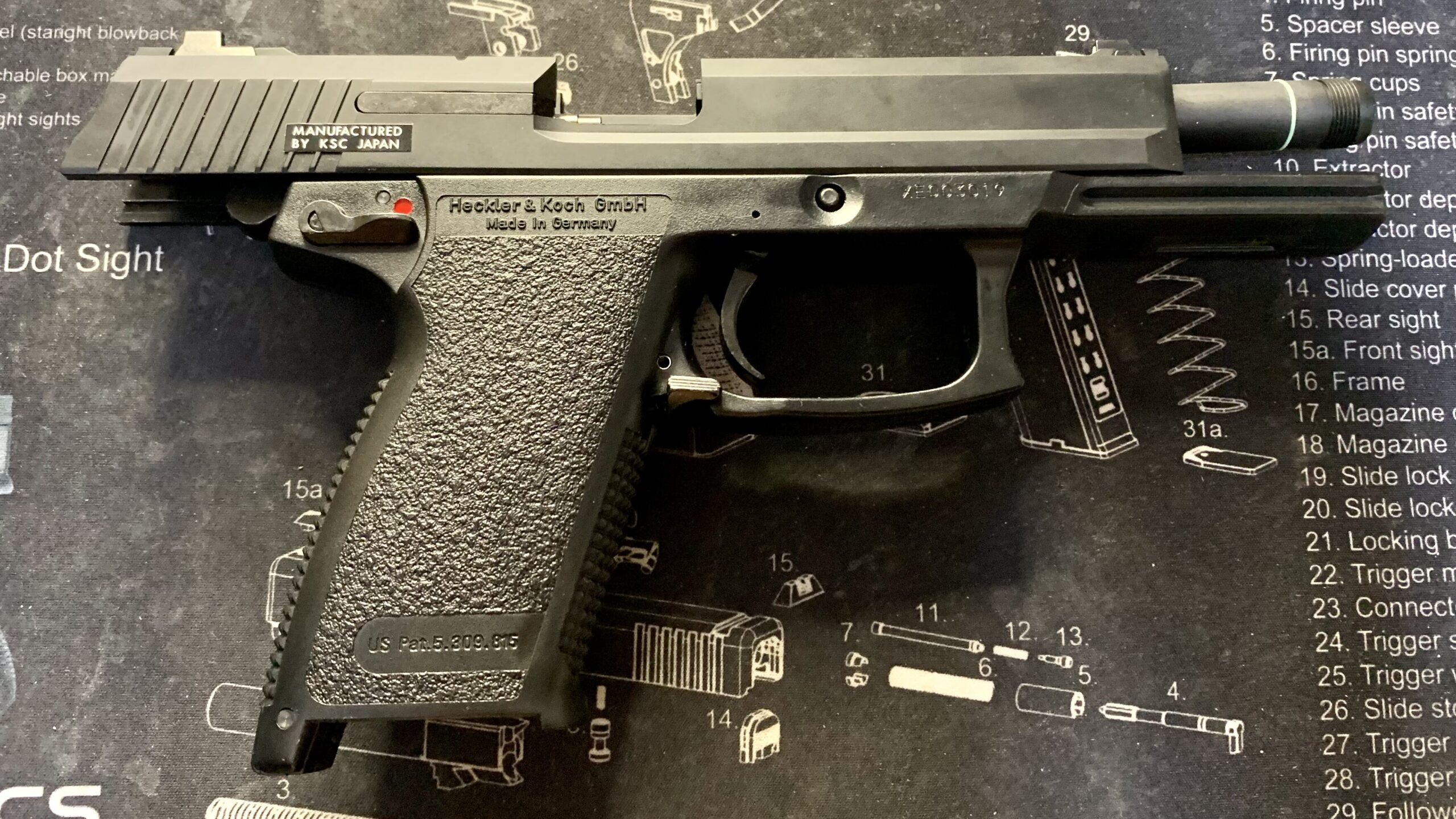 KSC MK23 ソーコムピストル　CO2 ABS ホールドオープン　右側面