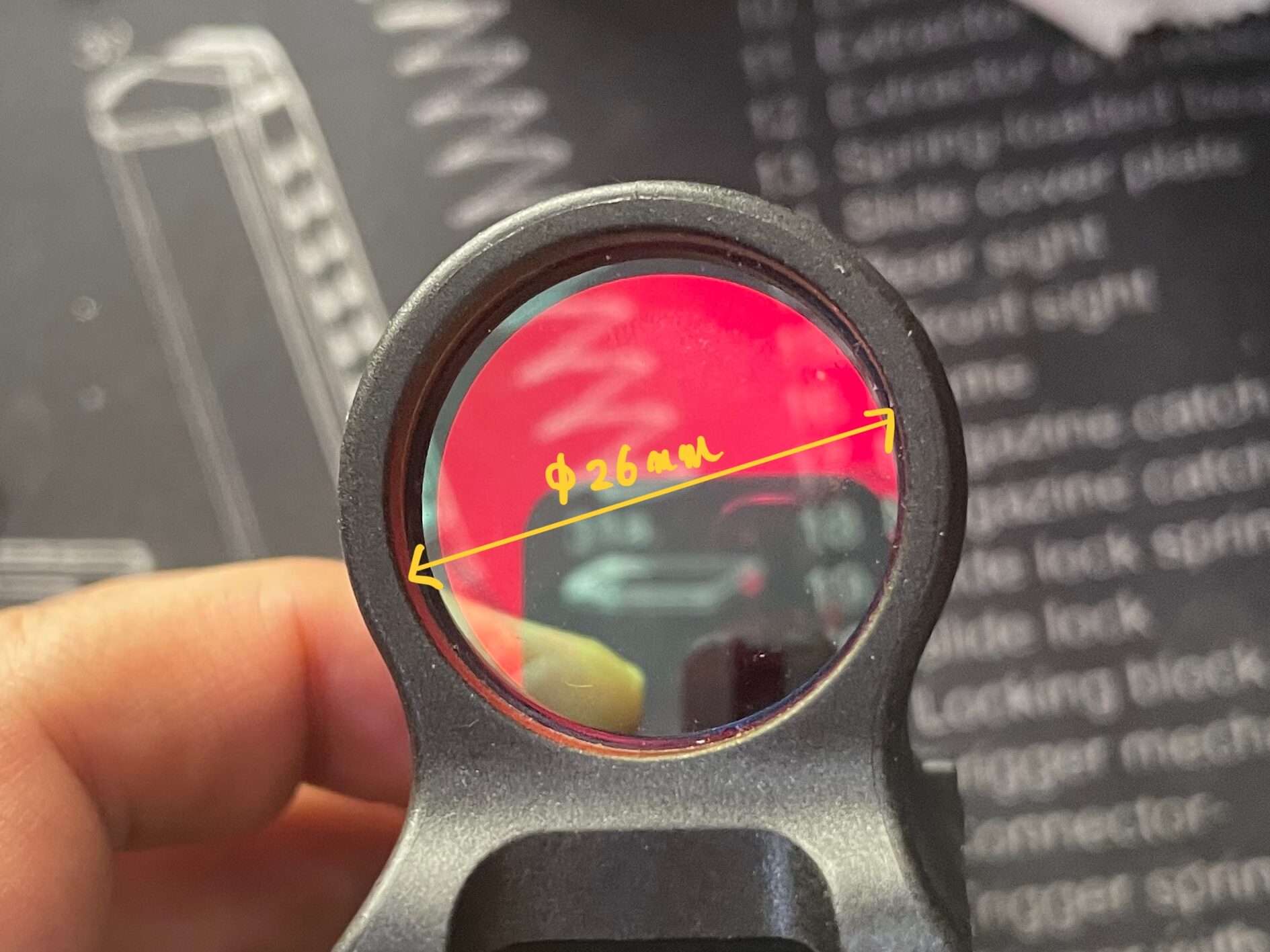 SOTAC C-MORE ドットサイト　レプリカ　レンズの寸法