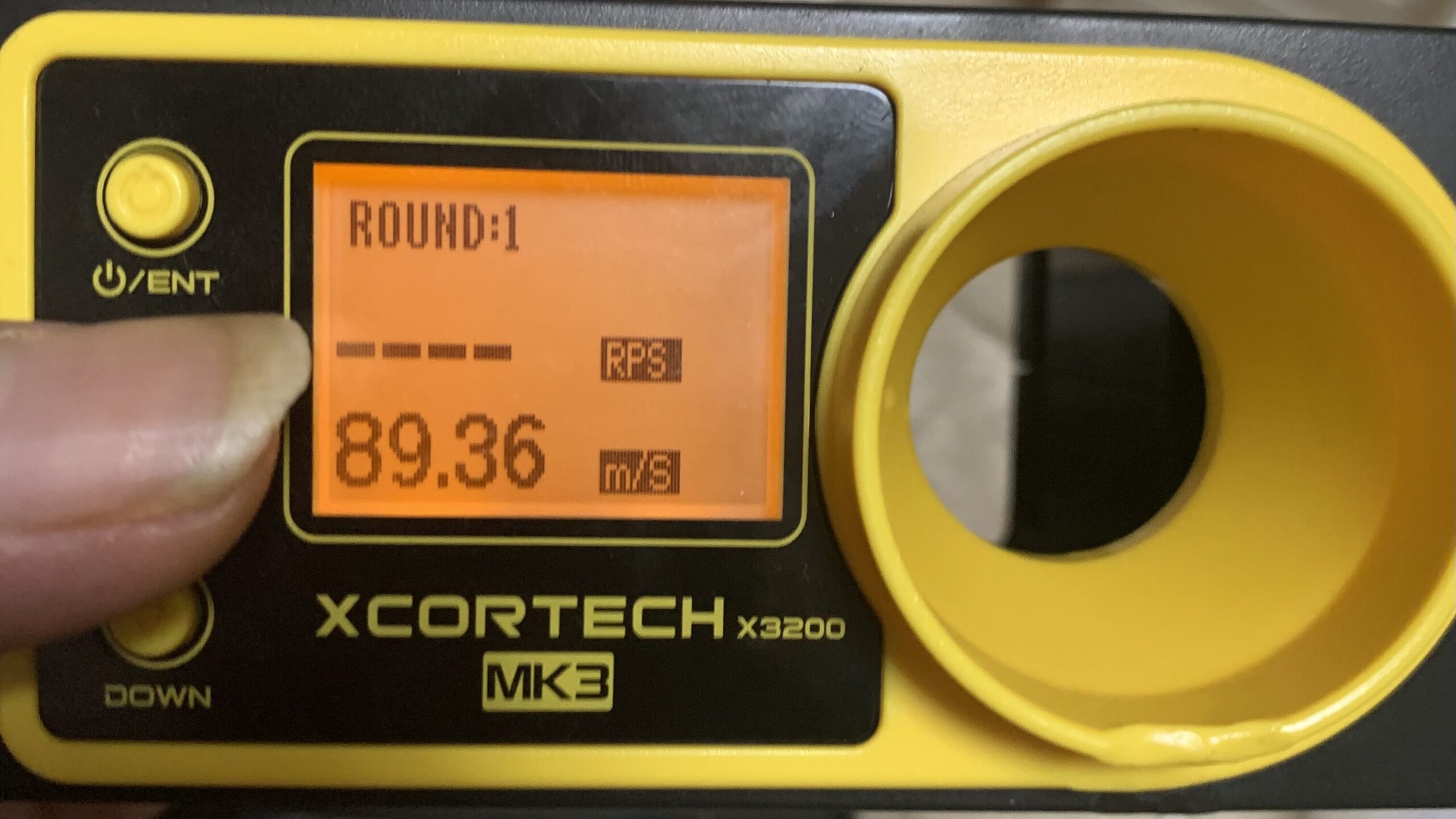 東京マルイ　CQBR ブロック1 カスタム　初速測定　10発目、ホップ適正の0.2gで89.36m/s