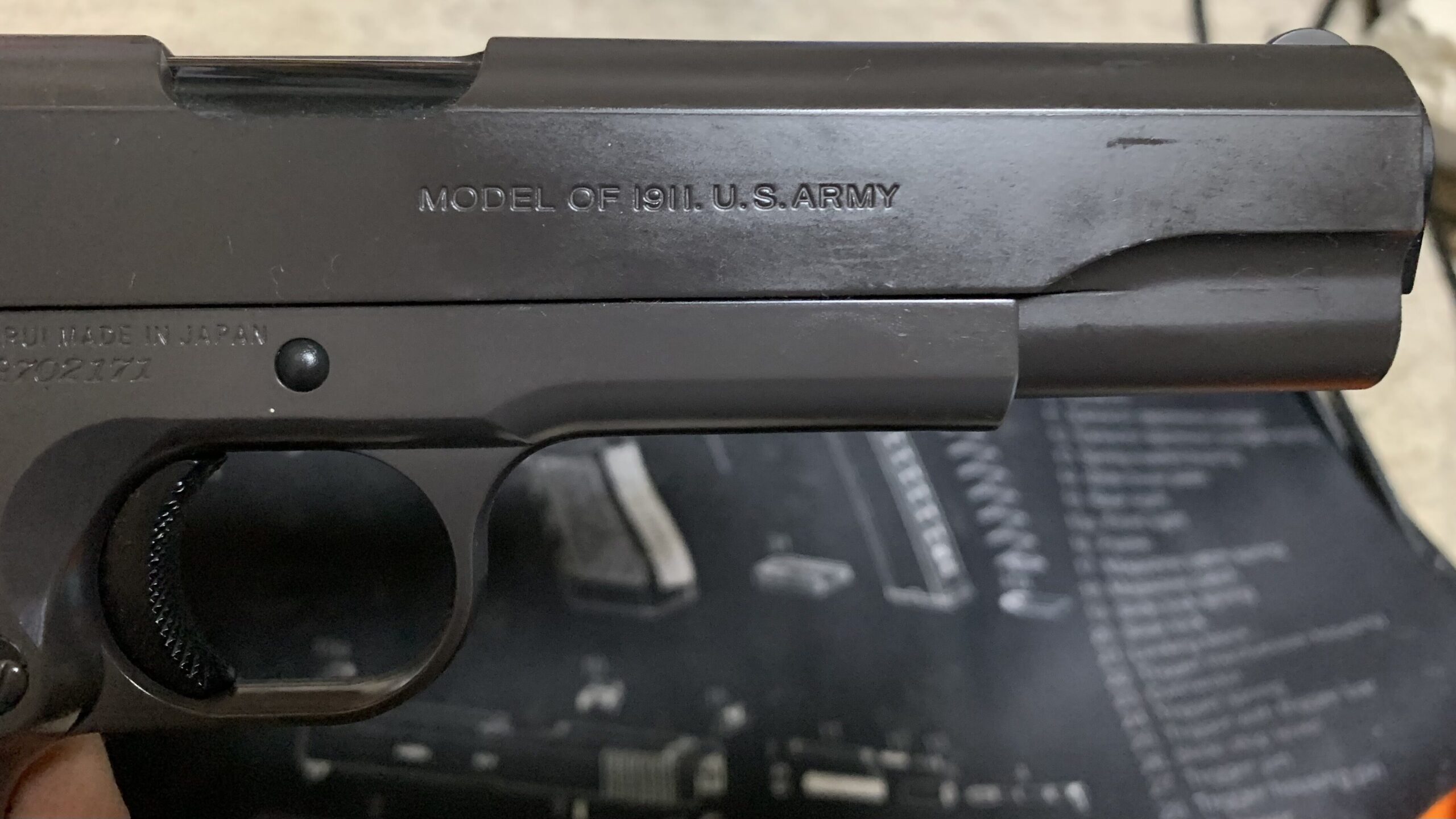 東京マルイ　コルトM1911ガバメント　HG スライド右側刻印