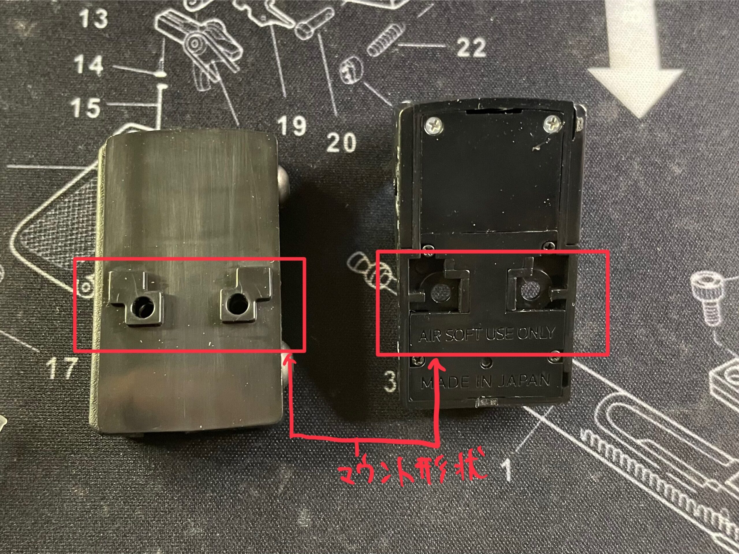 東京マルイ　マイクロプロサイト　本体とマウントとの接続形状