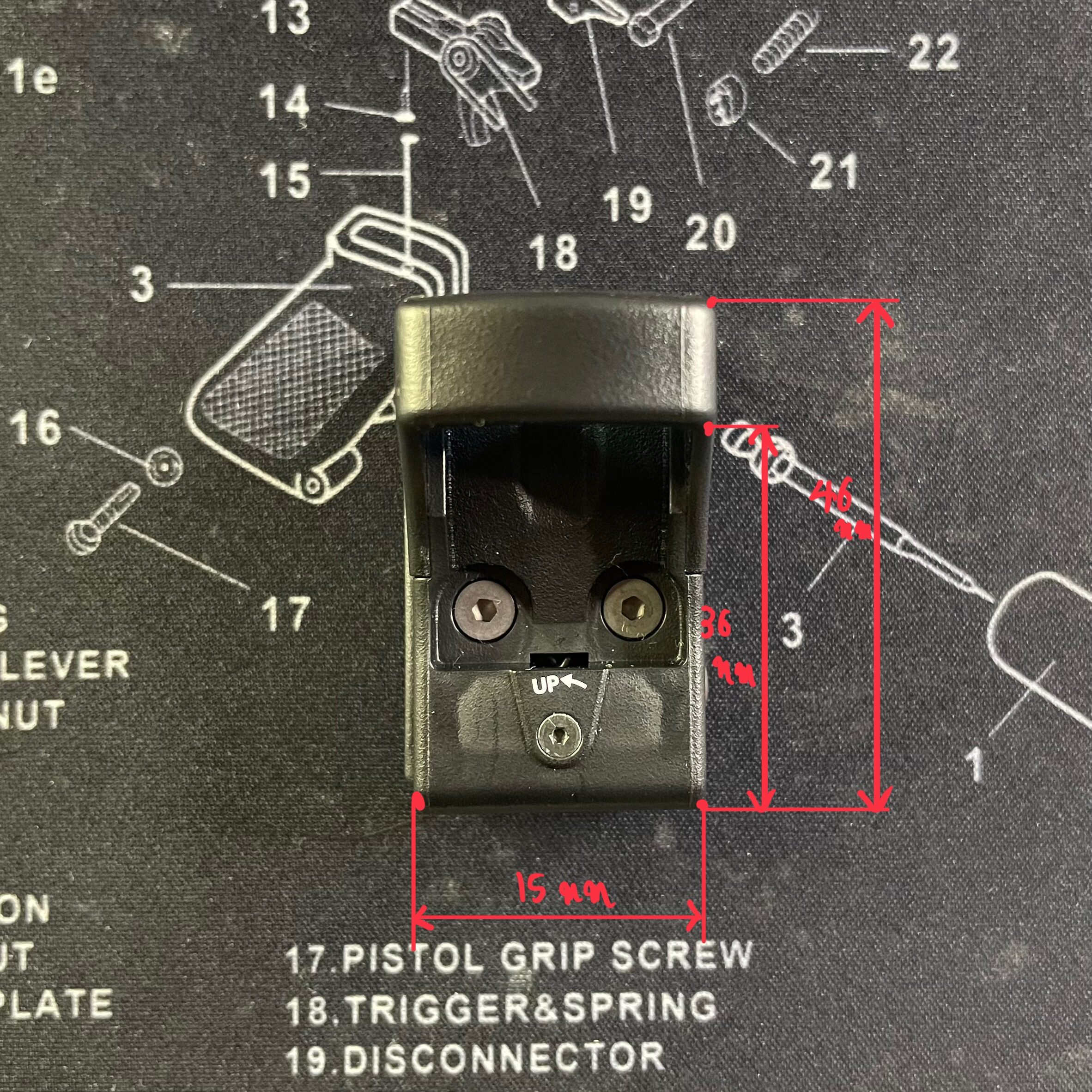 東京マルイ　マイクロプロサイト　上面寸法