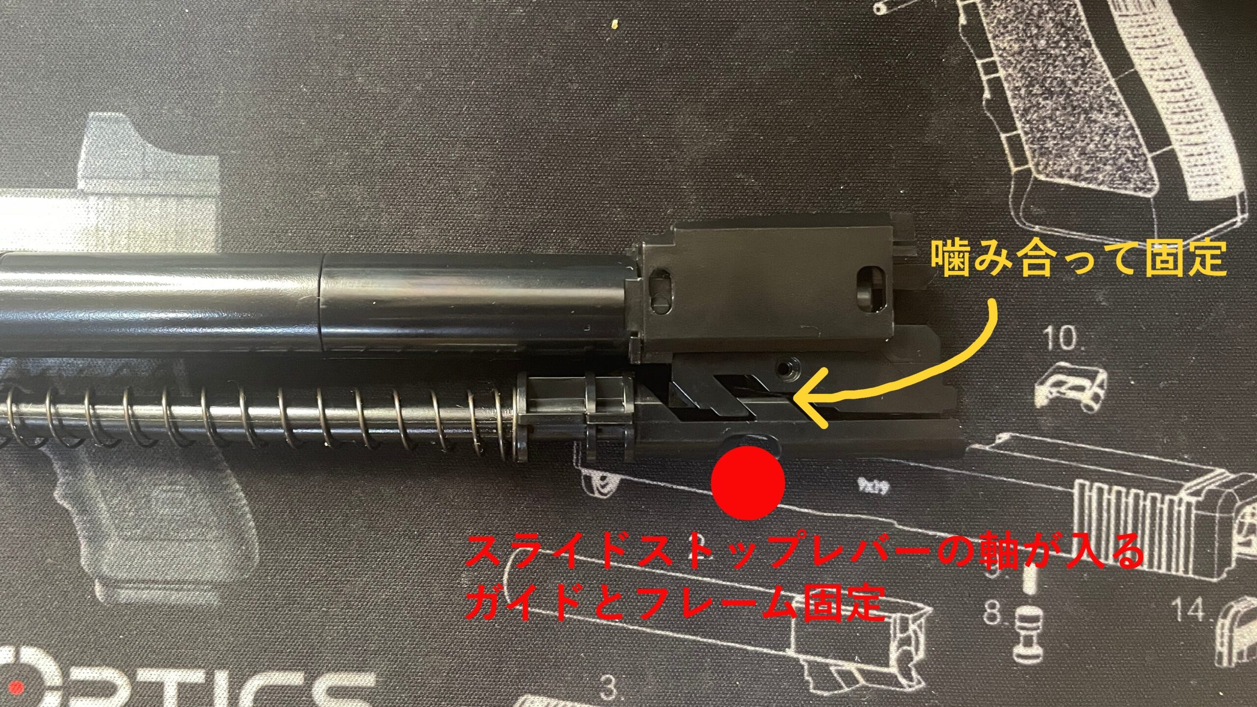 東京マルイ　ソーコム　MK23 HG　バレル、リコイルスプリングガイドの役割